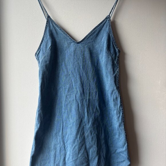 Wilfred Blue Denim Mini Dress with Spaghetti Strop - Picture 2 of 6